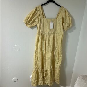 Faithful the brand lightweight butter yellow tiered maxi dress